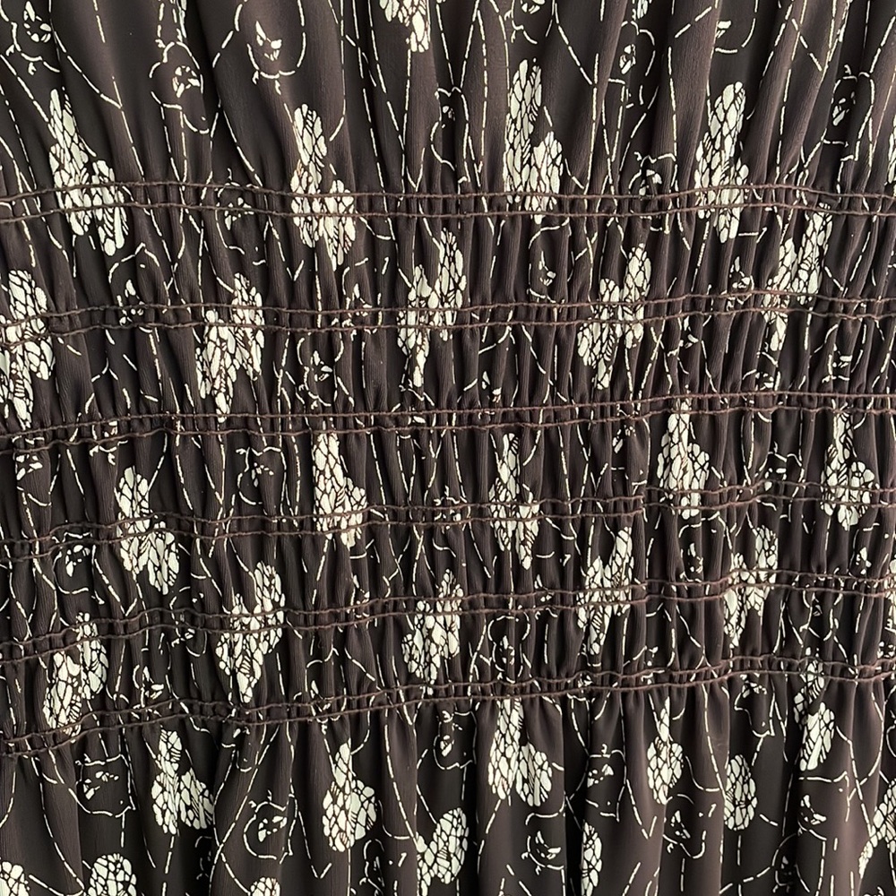 Max Studio Brown & Beige Design Split Short Sleev… - image 5